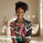 Kenya Women Casual Shirt Mix Animal Skin Pattern Grunge Style - African Pride