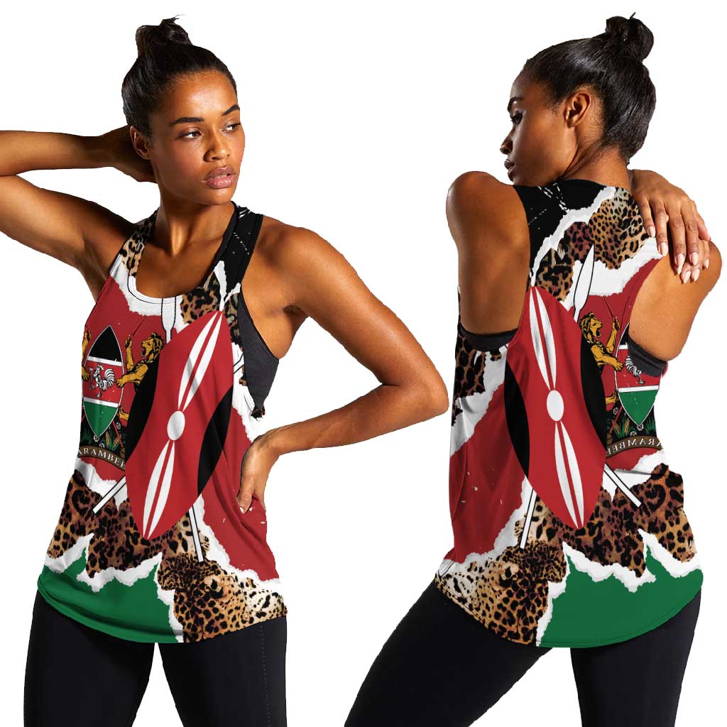 Kenya Women Racerback Tank Mix Animal Skin Pattern Grunge Style - African Pride
