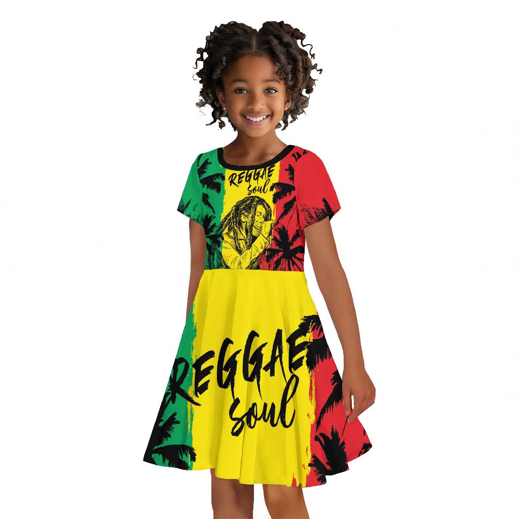 Reggae Soul B.Marley Personalized Kid Short Sleeve Dress Tropical Grunge