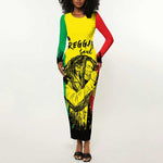 Reggae Soul B.Marley Personalized Long Sleeve Bodycon Dress Tropical Grunge