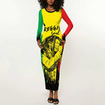 Reggae Soul B.Marley Personalized Long Sleeve Bodycon Dress Tropical Grunge LT7