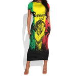 Reggae Soul B.Marley Personalized Short Sleeve Bodycon Dress Tropical Grunge LT7