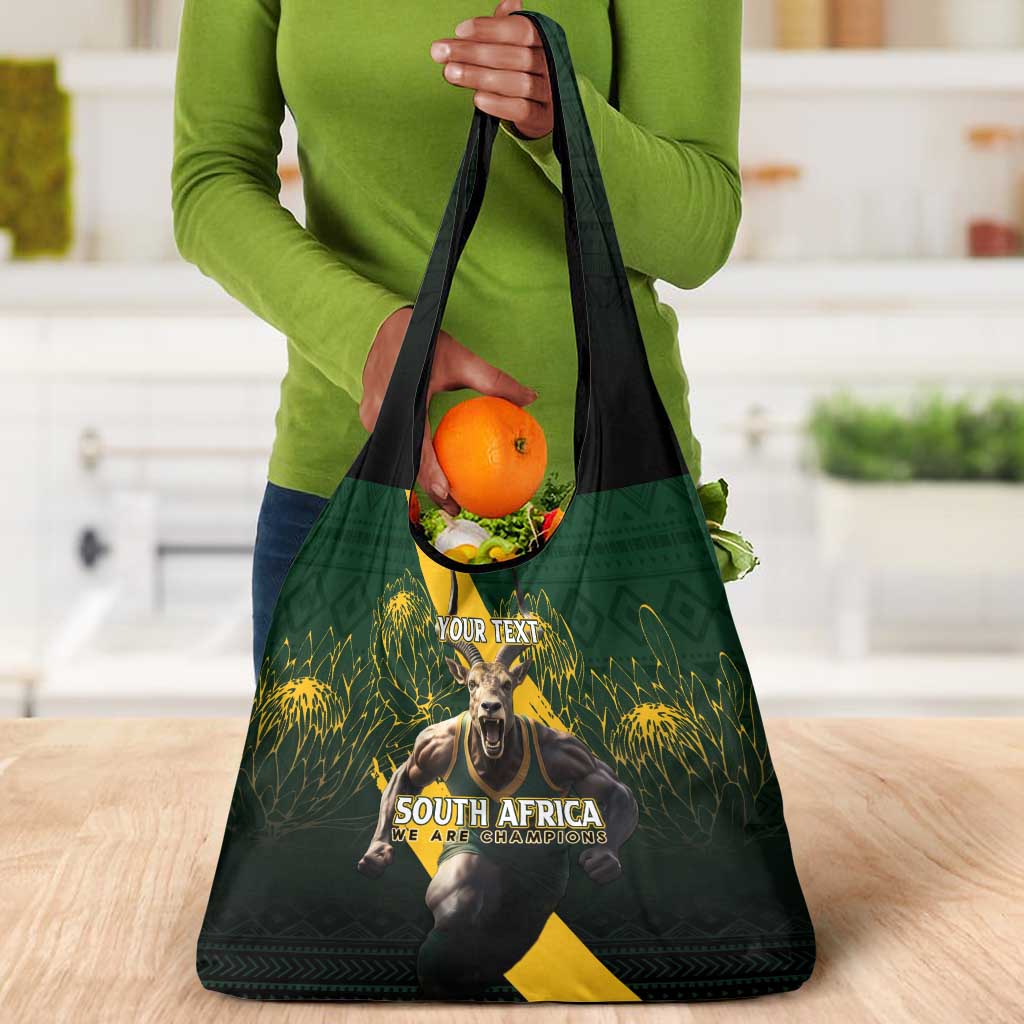 Personalised South Africa Rugby Grocery Bag Proud Bokke We Are Champions