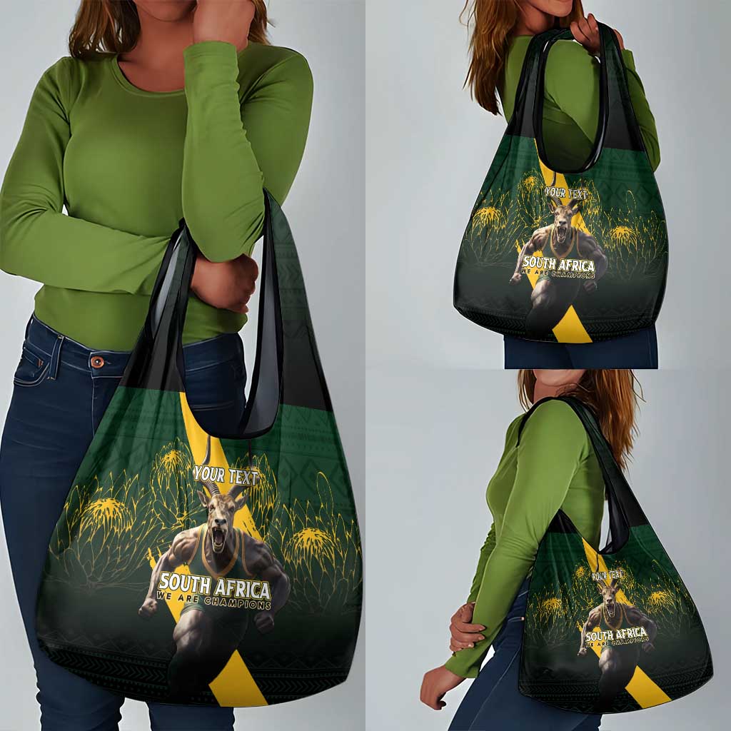 Personalised South Africa Rugby Grocery Bag Proud Bokke We Are Champions