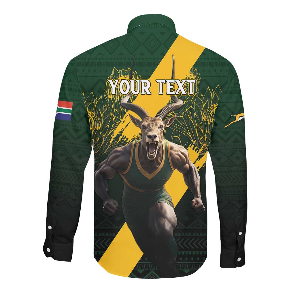 Personalised South Africa Rugby Long Sleeve Button Shirt Proud Bokke We Are Champions