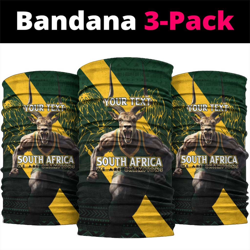 Personalised South Africa Rugby Neck Gaiter Proud Bokke We Are Champions LT7