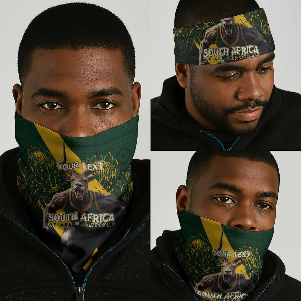 Personalised South Africa Rugby Neck Gaiter Proud Bokke We Are Champions LT7