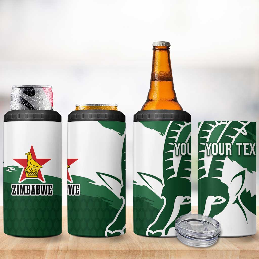 Zimbabwe Rugby Personalized Grunge 4 in 1 Can Cooler Tumbler Go Sables - African Pride