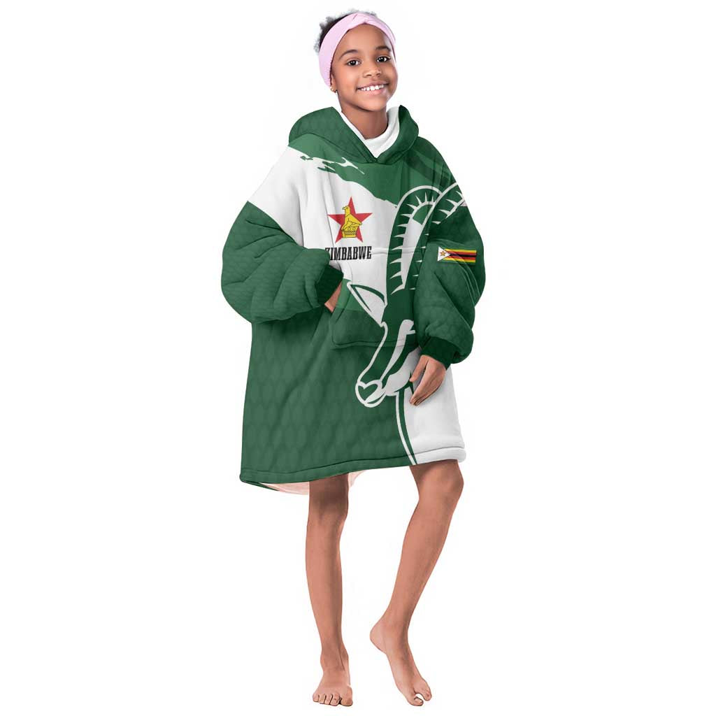 Zimbabwe Rugby Personalized Grunge Kid Wearable Blanket Hoodie Go Sables - African Pride