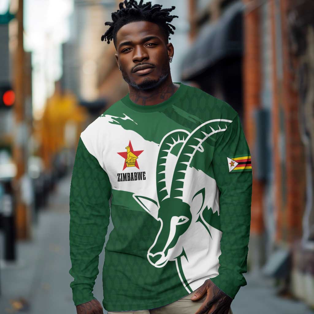 Zimbabwe Rugby Personalized Grunge Long Sleeve Shirt Go Sables - African Pride