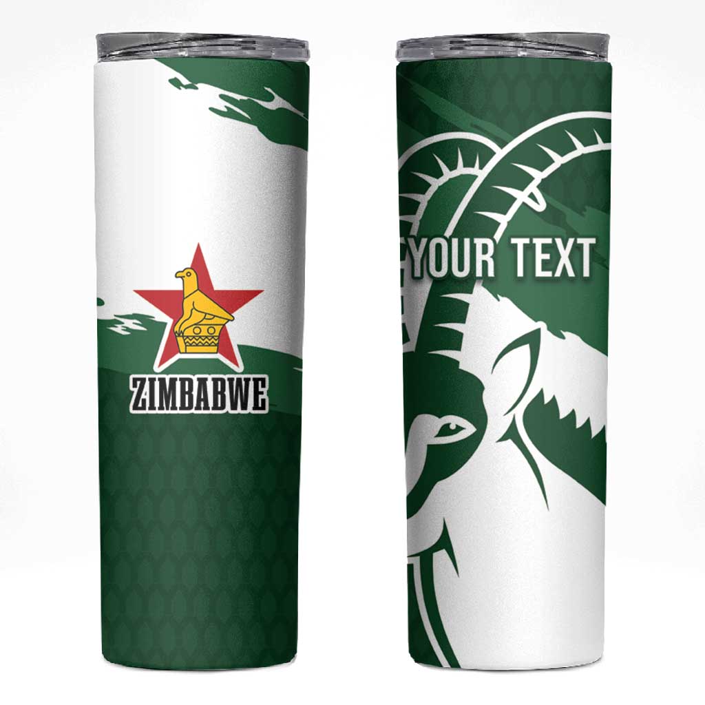 Zimbabwe Rugby Personalized Grunge Skinny Tumbler Go Sables - African Pride