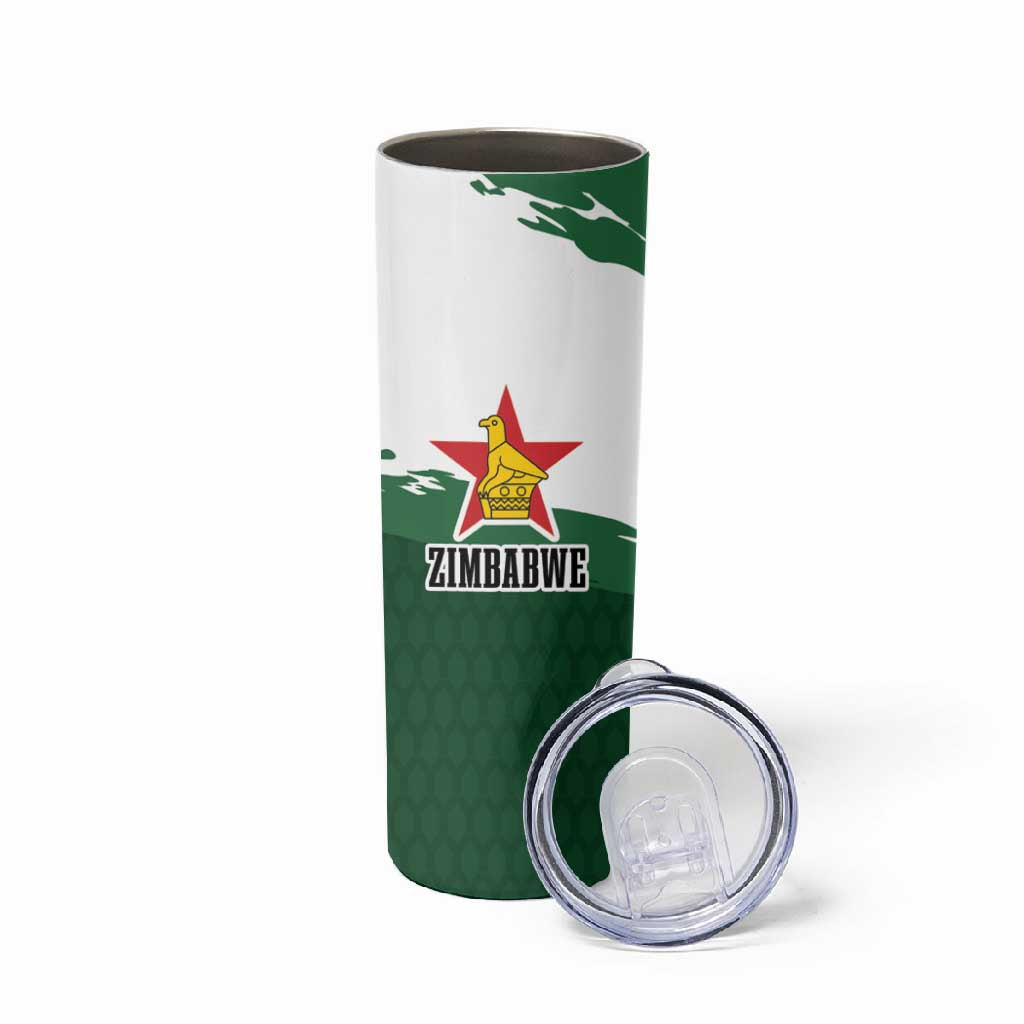 Zimbabwe Rugby Personalized Grunge Skinny Tumbler Go Sables - African Pride