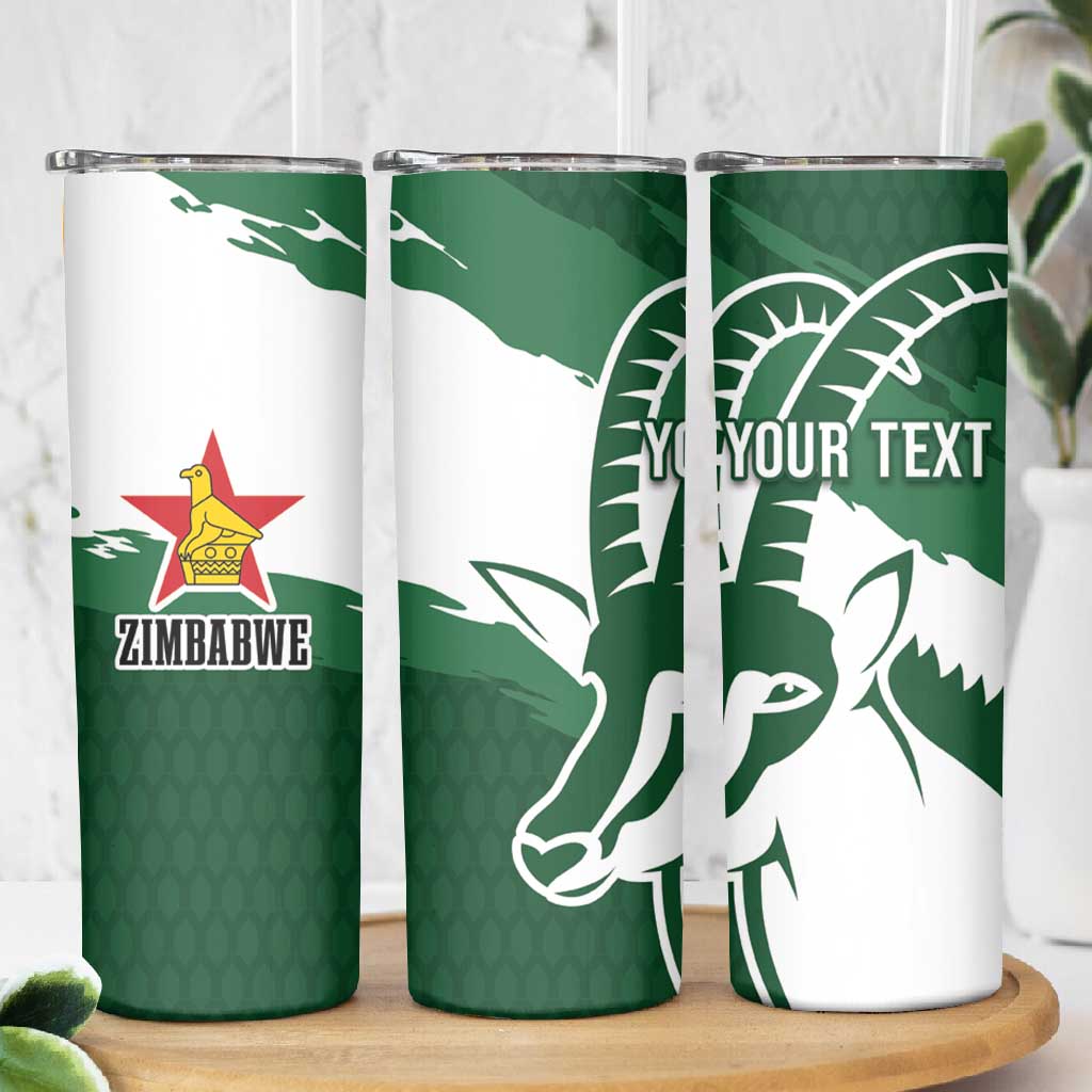 Zimbabwe Rugby Personalized Grunge Skinny Tumbler Go Sables - African Pride