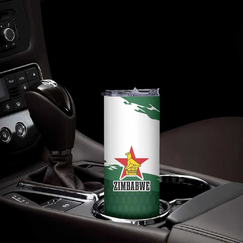 Zimbabwe Rugby Personalized Grunge Skinny Tumbler Go Sables - African Pride