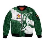 Zimbabwe Rugby Personalized Grunge Sleeve Zip Bomber Jacket Go Sables - African Pride