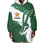 Zimbabwe Rugby Personalized Grunge Wearable Blanket Hoodie Go Sables - African Pride