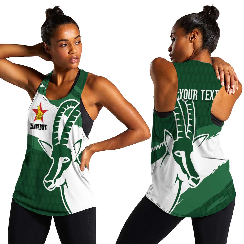 Zimbabwe Rugby Personalized Grunge Women Racerback Tank Go Sables - African Pride