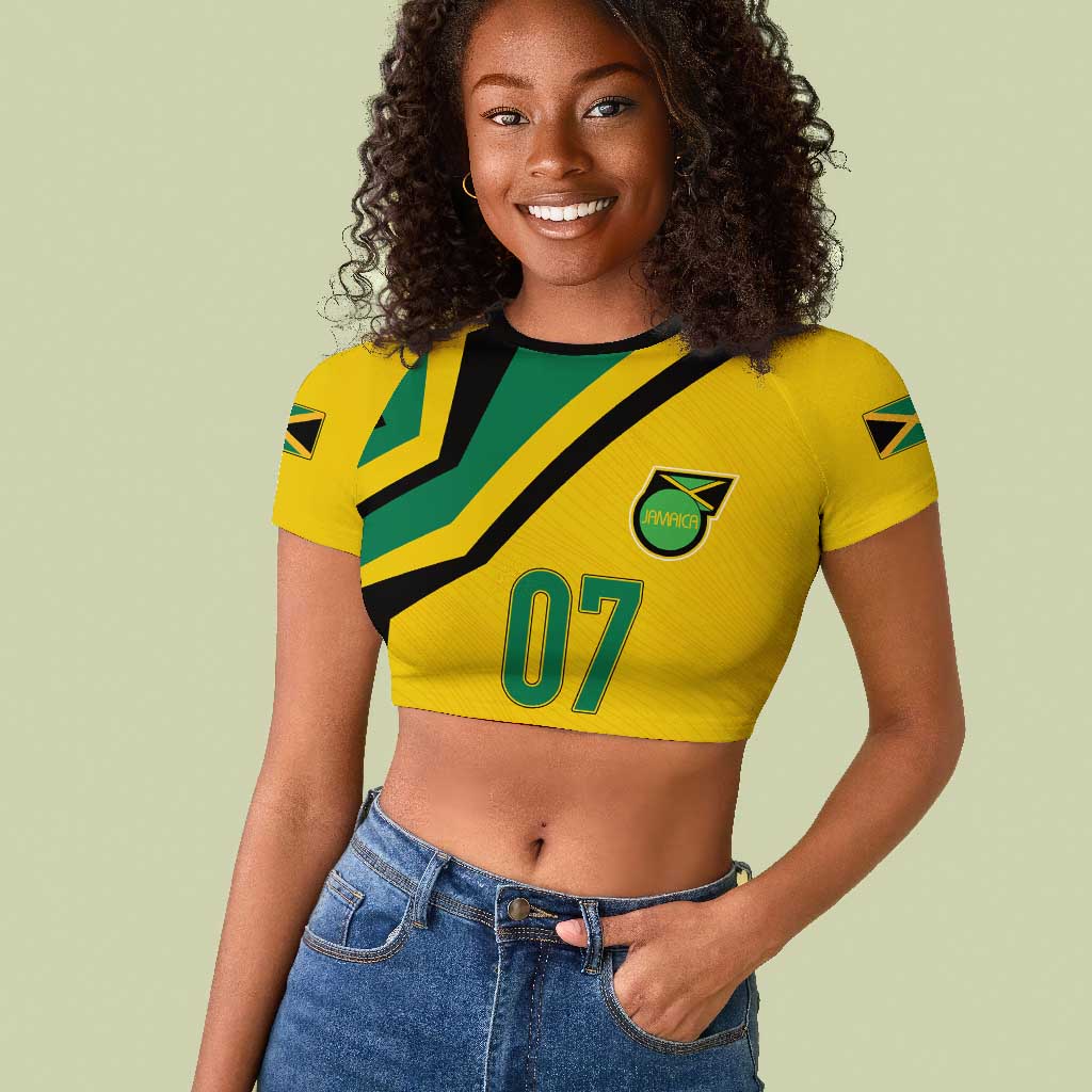 Personalised Jamaica Football Raglan Cropped T shirt Reggae Boyz Retro WC 1998 Inspired