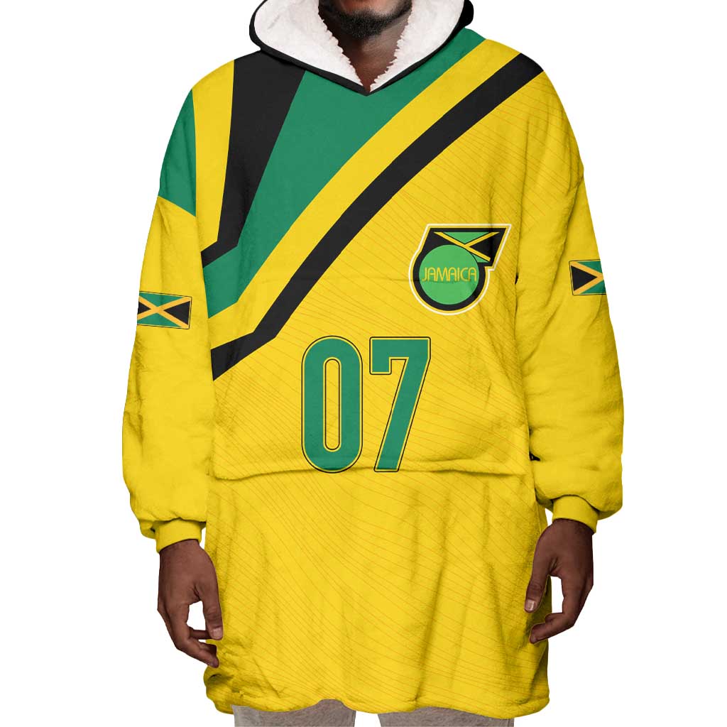 Personalised Jamaica Football Wearable Blanket Hoodie Reggae Boyz Retro WC 1998 Inspired