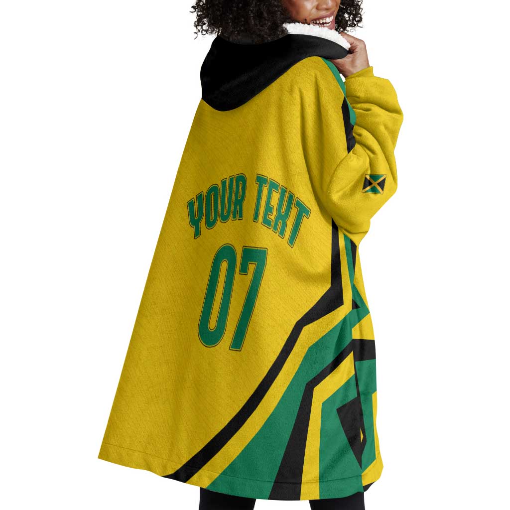 Personalised Jamaica Football Wearable Blanket Hoodie Reggae Boyz Retro WC 1998 Inspired
