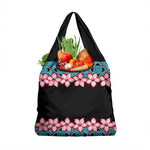 African Adenium Multiflorum Flowers Grocery Bag with Kente Style