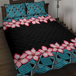 African Adenium Multiflorum Flowers Quilt Bed Set with Kente Style