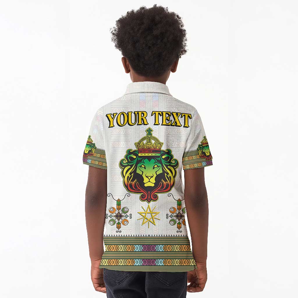 Personalized Ethiopia Lion Of Judah Kid Polo Shirt Tibeb Style