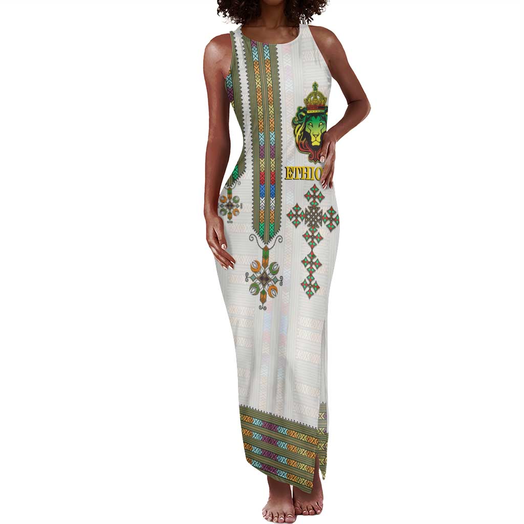 Ethiopia Saba Kemis Tank Maxi Dress Lion Of Judah Black Color LT15