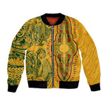 Dashiki and Polynesian Pattern Bomber Jacket Afro Pacific Culture Gold Version
