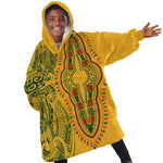 Dashiki and Polynesian Pattern Kid Wearable Blanket Hoodie Afro Pacific Culture Gold Version