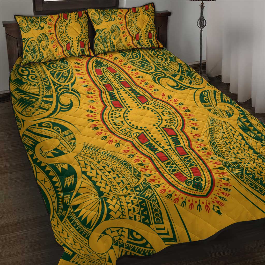 Pink Dashiki and Tapa Pattern Quilt Bed Set Africa-Polynesia Together Culture LT9 main image 1