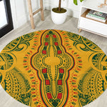 Dashiki and Polynesian Pattern Round Carpet Afro Pacific Culture Gold Version