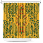 Dashiki and Polynesian Pattern Shower Curtain Afro Pacific Culture Gold Version