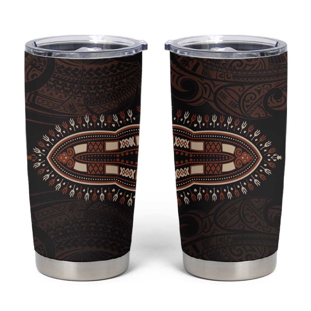 Dashiki and Polynesian Pattern Tumbler Cup Afro Pacific Culture Gold Version