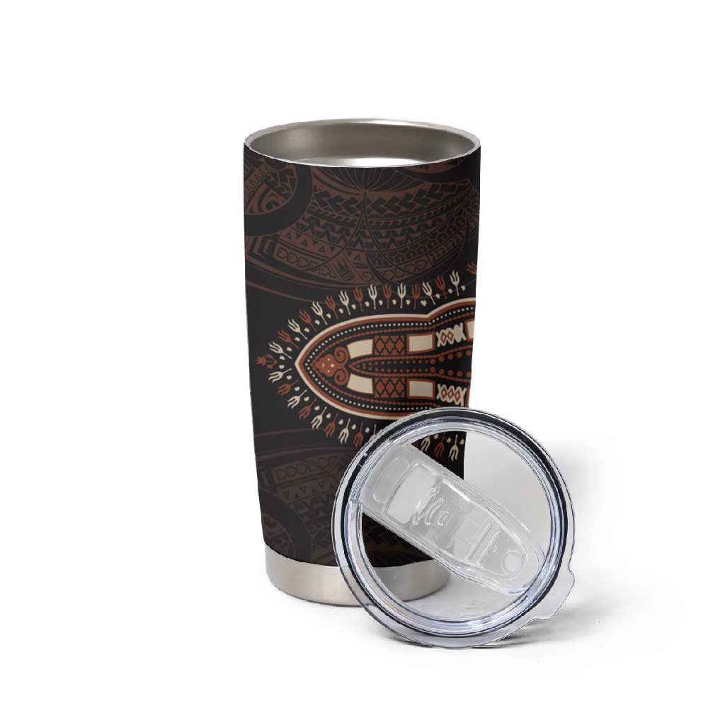Dashiki and Polynesian Pattern Tumbler Cup Afro Pacific Culture Gold Version