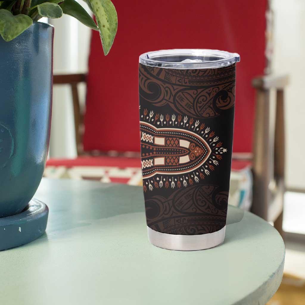 Dashiki and Polynesian Pattern Tumbler Cup Afro Pacific Culture Gold Version