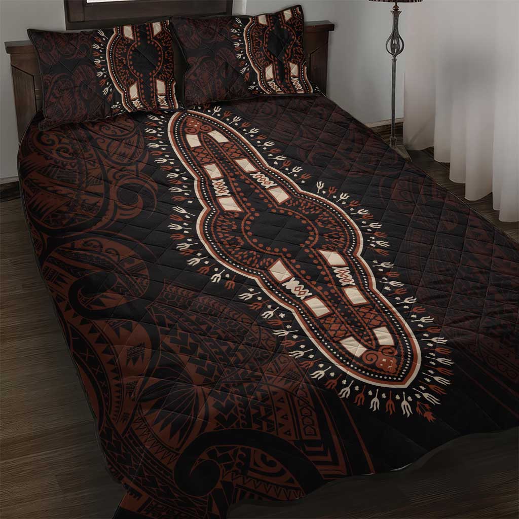 Pink Dashiki and Tapa Pattern Quilt Bed Set Africa-Polynesia Together Culture LT9 main image 0