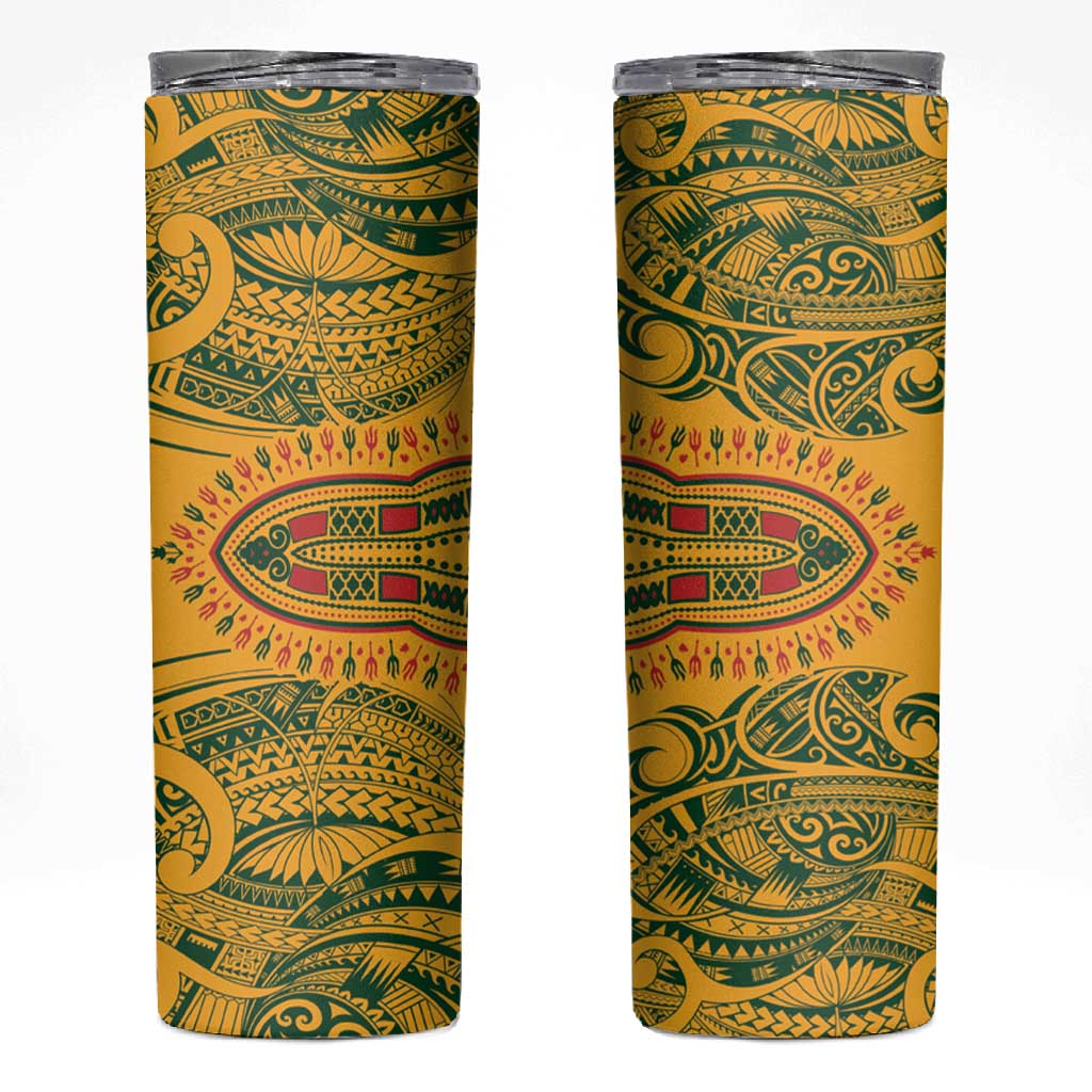 African Dashiki and Polynesian Pattern Tumbler With Handle Gold LT9 main image 0