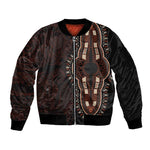 Dashiki and Polynesian Pattern Sleeve Zip Bomber Jacket Afro Pacific Culture Red Version
