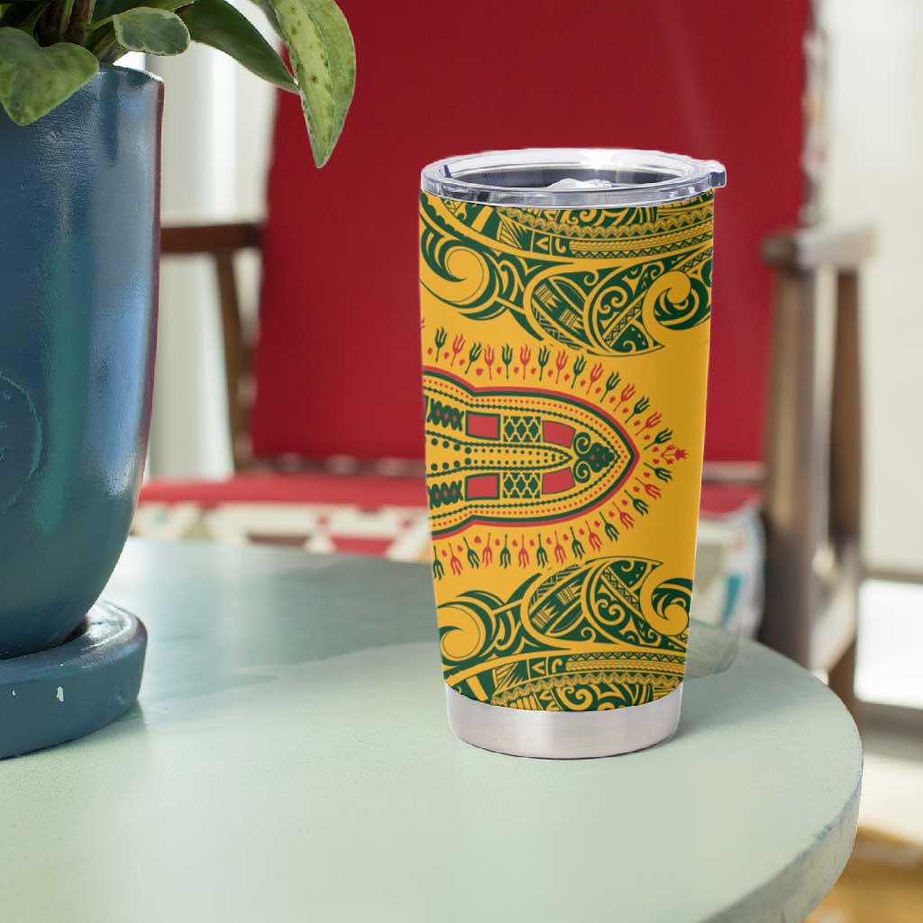 Dashiki and Polynesian Pattern Tumbler Cup Afro Pacific Culture Red Version