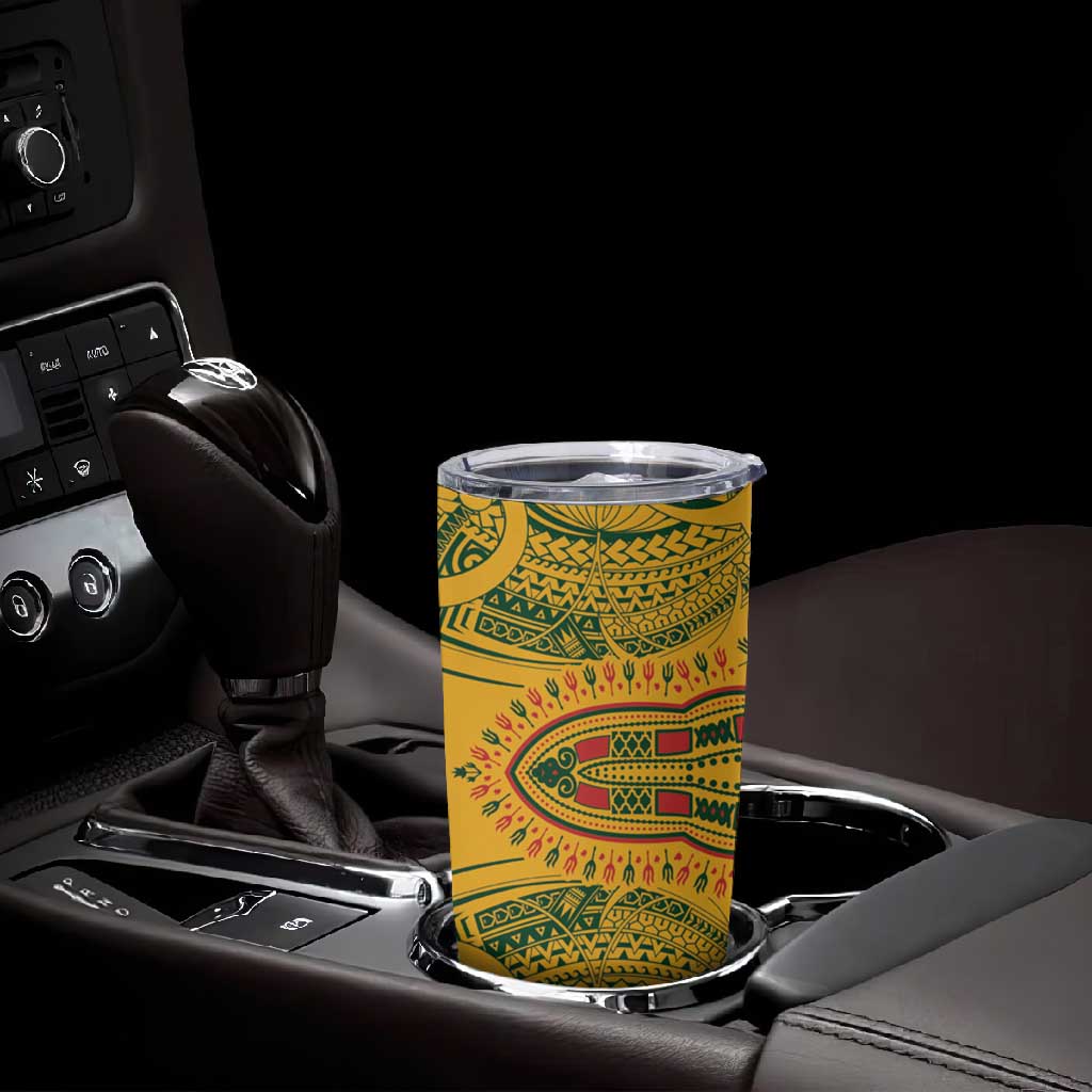 Dashiki and Polynesian Pattern Tumbler Cup Afro Pacific Culture Red Version