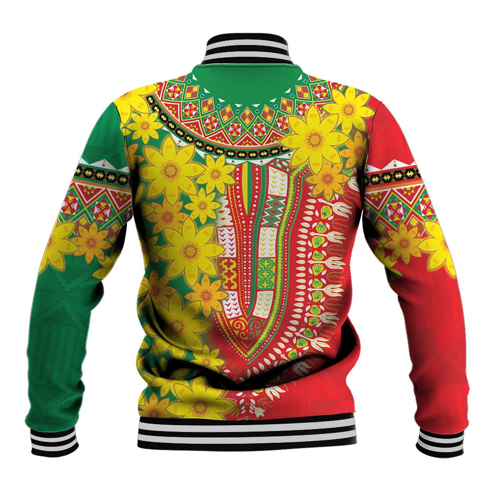 Afro Ethiopian New Year Baseball Jacket Enkutatash Adey Abeba Flower Art LT9