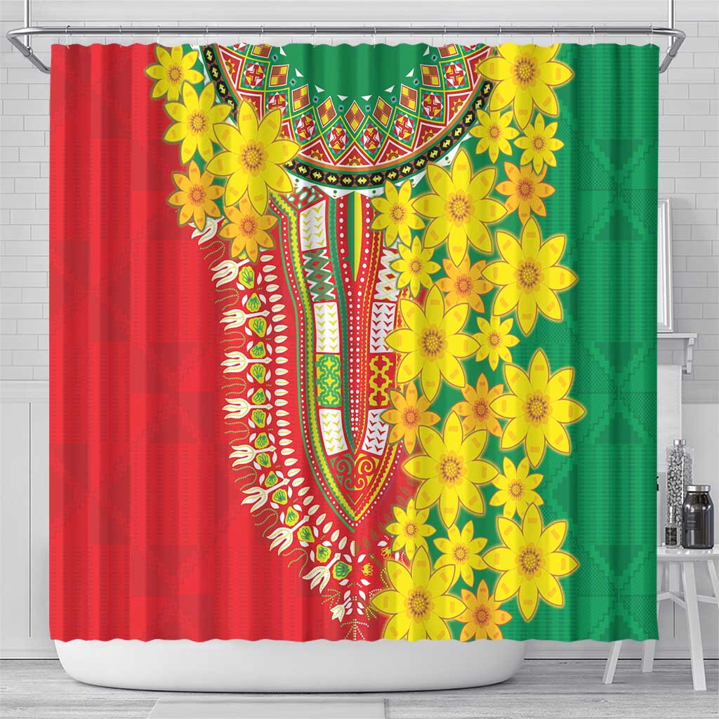 Afro Ethiopian New Year Shower Curtain Enkutatash Adey Abeba Flower Art