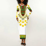 Afro Enkutatash Dashiki and Adey Abeba Long Sleeve Bodycon Dress LT9