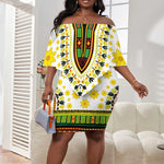 Afro Enkutatash Dashiki and Adey Abeba Off Shoulder Short Dress