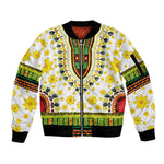 Afro Enkutatash Dashiki and Adey Abeba Sleeve Zip Bomber Jacket
