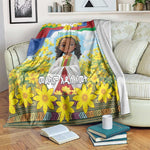 Happy Enkutatash Eritrea Personalized Blanket Beautiful Afro Girl Adey Abeba Flower