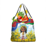 Happy Enkutatash Eritrea Personalized Grocery Bag Beautiful Afro Girl Adey Abeba Flower