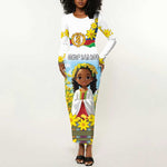 Happy Enkutatash Eritrea Personalized Long Sleeve Bodycon Dress Beautiful Afro Girl Adey Abeba Flower LT9