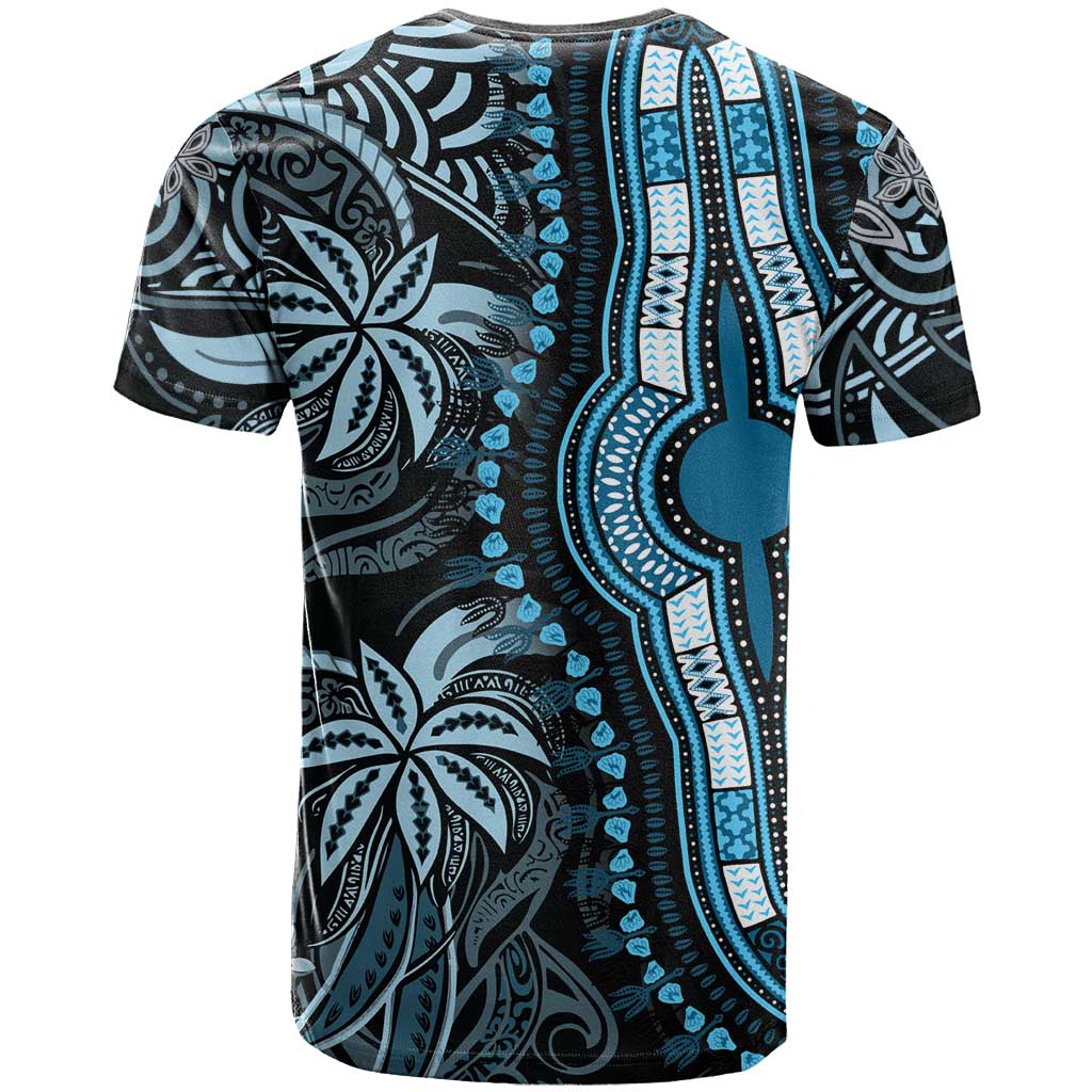 Polynesia Mixed African Dashiki T shirt Afro-pacific Culture - Blue